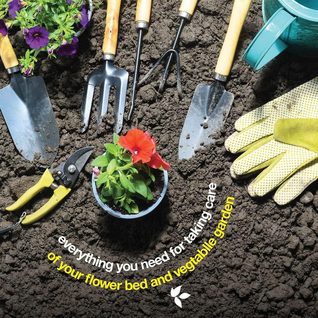 Premium 9-Piece Carbon Steel Garden Tool Set with Organizer Tote Bag – Heavy Duty Gardening Hand Kit with Ergonomic Wooden Handles, Spray Bottle, and Protective Gloves, Perfect Horticulture Gift for Women