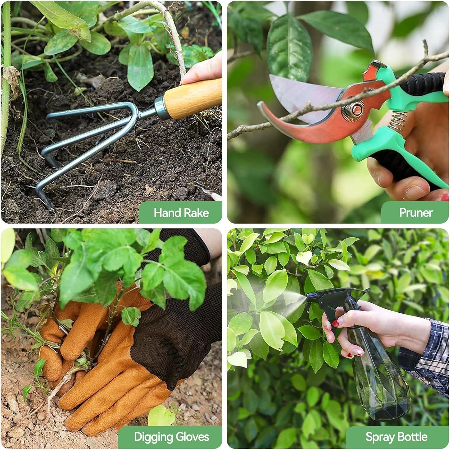 Premium 9-Piece Aluminium Alloy Garden Tool Set with Durable Storage Tote Bag – Heavy Duty Gardening Hand Kit with Ergonomic Handles, Pruning Shears and Spray Bottle