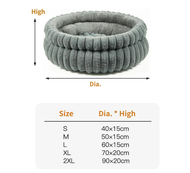 White Plush Round Pet Bed with Gap Entry & Removable Cushion S Size - Thickened Warm Anti Slip Cats and Dogs Donut Nest for All Seasons, Cozy and Soft Sleeping Bed for Home Use, L Size 60*60*15CM