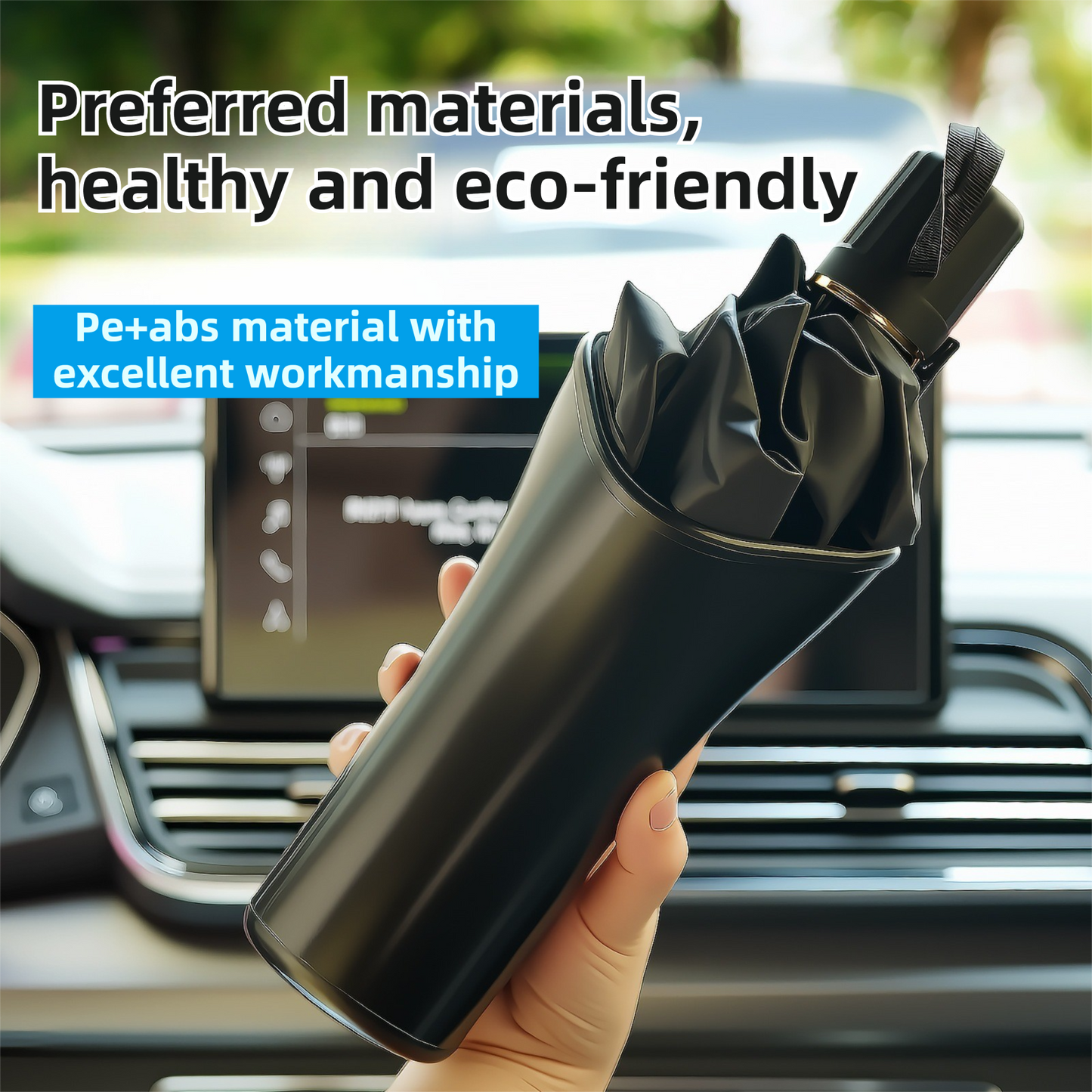 2-Pack Car Umbrella Holder & Waterproof Storage Bucket with Hanging Hook – Multi-Purpose Umbrella Organizer, Seat Back Trash Bin & Storage Container for Vehicle Home Office Use