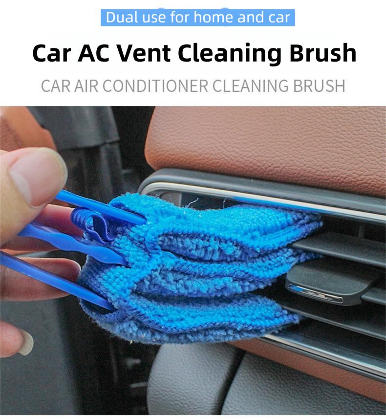 4 Pack Green Shutter and Car AC Vent Cleaner Brush with Washable Microfiber Cleaning Cloth – Reusable Window Blind Dust Remover for Air Vent, Car AC Vent, Fan & Narrow Gap