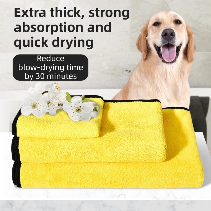 3 Piece Rainy Day Pet Care Set - 2XL Size Waterproof Dog Hooded EVA Transparent Raincoat with Full-Coverage Poncho Design Adjustable Snaps and Leash Access, Free High Absorbency Quick Dry 30 × 30cm Towel and 140 × 70cm Large Bath Towel for Small Medium La