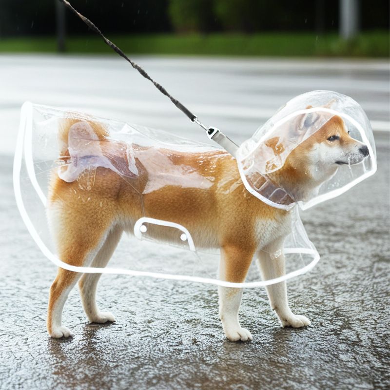 2XL Size Waterproof EVA Transparent Dog Hooded Raincoat and Pet Full-Coverage Poncho with Adjustable Snaps & Hidden Leash Opening, Quick-Drying and Easy to Clean for Small Medium Large Dogs