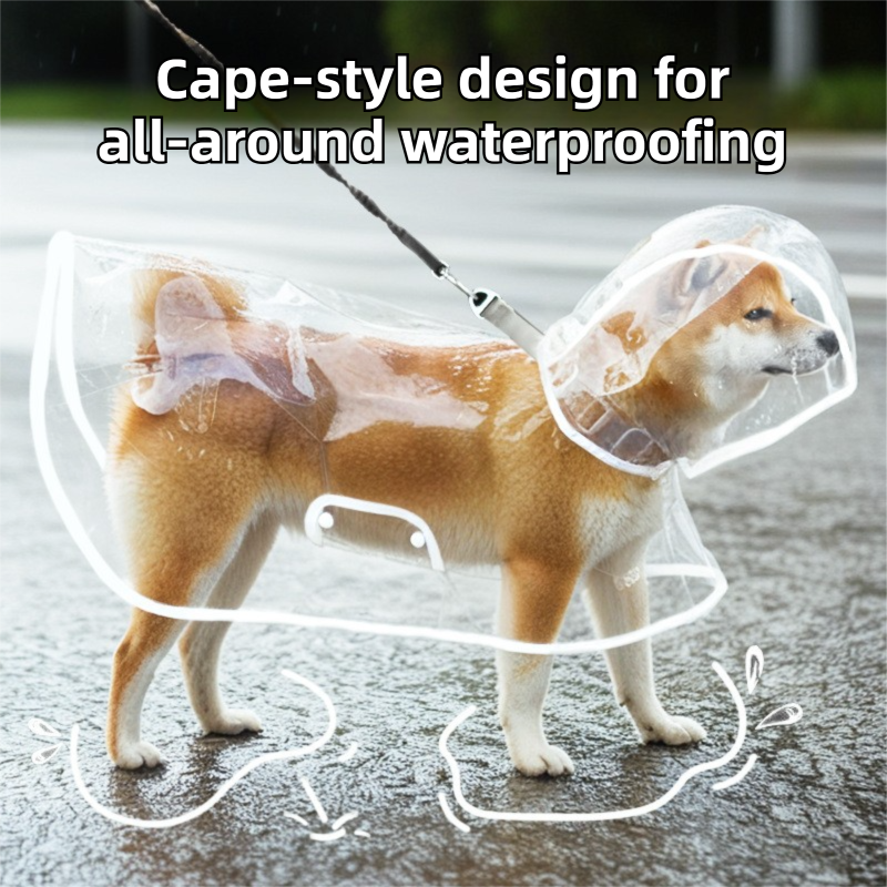 4XL Size Waterproof EVA Transparent Dog Hooded Raincoat and Pet Full-Coverage Poncho with Adjustable Snaps & Hidden Leash Opening, Quick-Drying and Easy to Clean for Small Medium Large Dogs