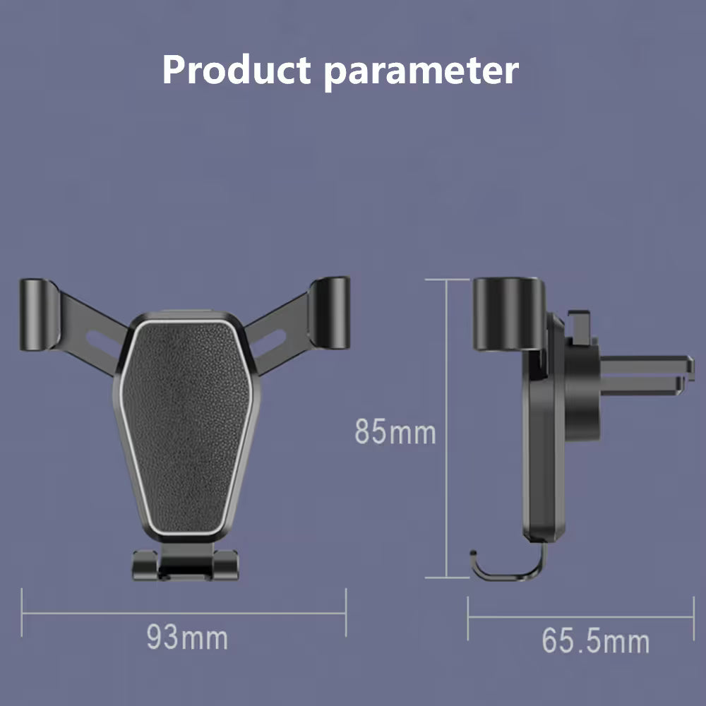 Black Car Air Vent Gravity Phone Holder, Auto-Clamping Mechanical Navigation Mount Applicable 4.6–7 Inch Phone - One-Hand Operation, Triangle Stability & Gravity Locking