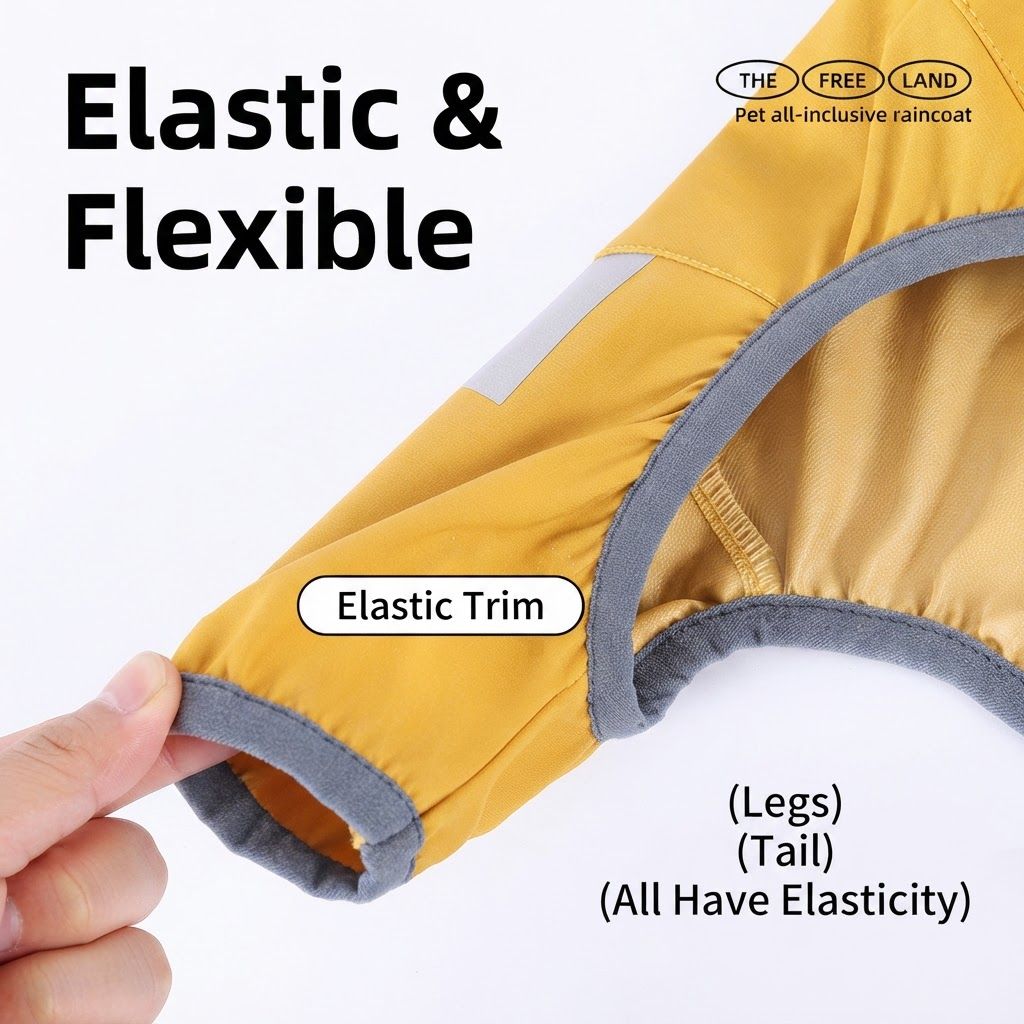 Yellow Waterproof Full Body Dog Raincoat with Adjustable Hood & Waist, Easy Snap Closure and Hidden Leash Opening - Lightweight Four-Leg Reflective Pet Rain Suit for Small Medium Large Dogs, XL Size