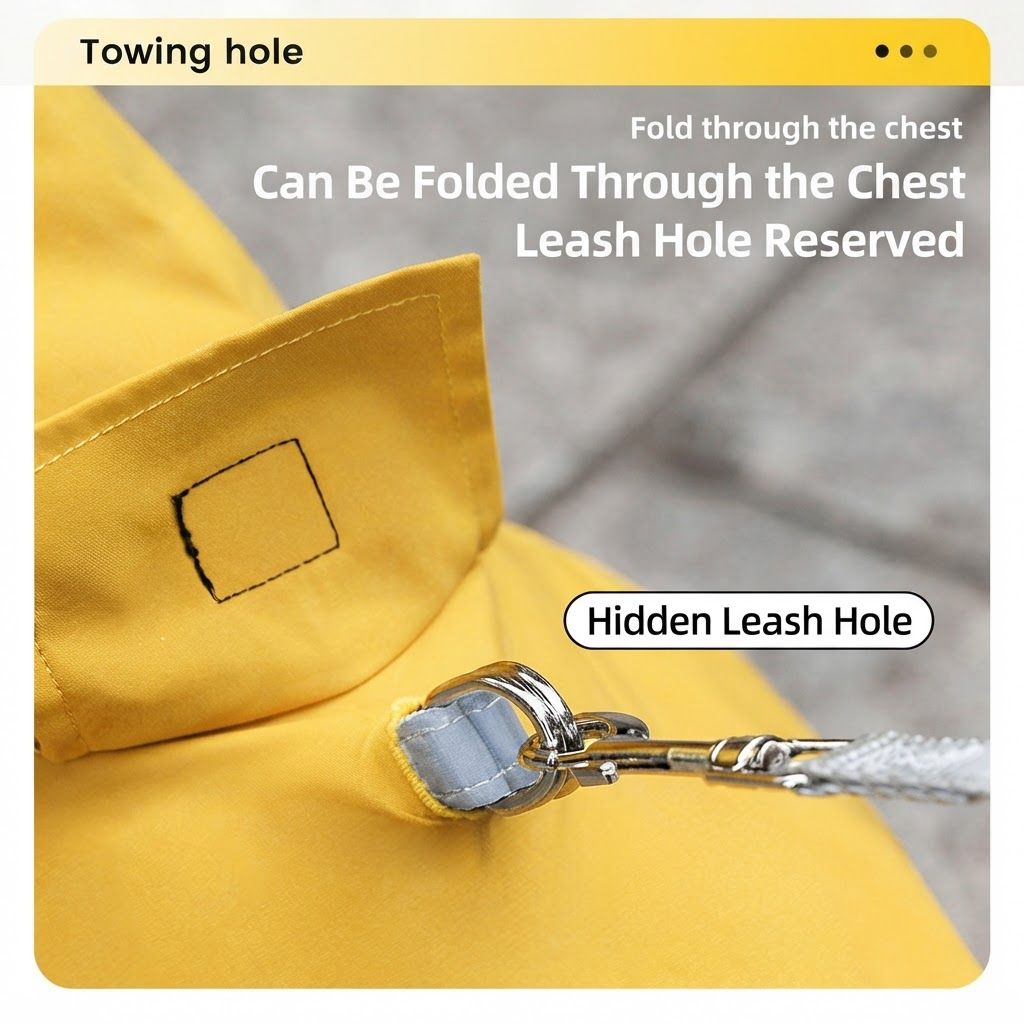 Yellow Waterproof Full Body Dog Raincoat with Adjustable Hood & Waist, Easy Snap Closure and Hidden Leash Opening - Lightweight Four-Leg Reflective Pet Rain Suit for Small Medium Large Dogs, XXL Size