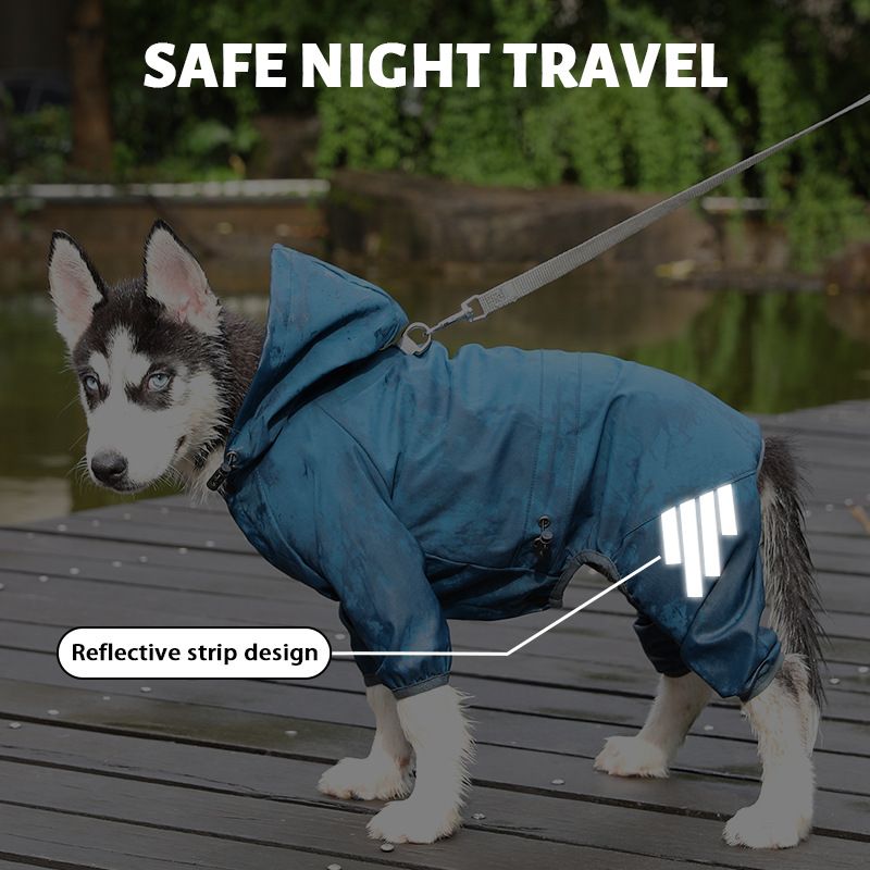 Pink Waterproof Full Body Dog Raincoat with Adjustable Hood & Waist, Easy Snap Closure and Hidden Leash Opening - Lightweight Four-Leg Reflective Pet Rain Suit for Small Medium Large Dogs, XL Size