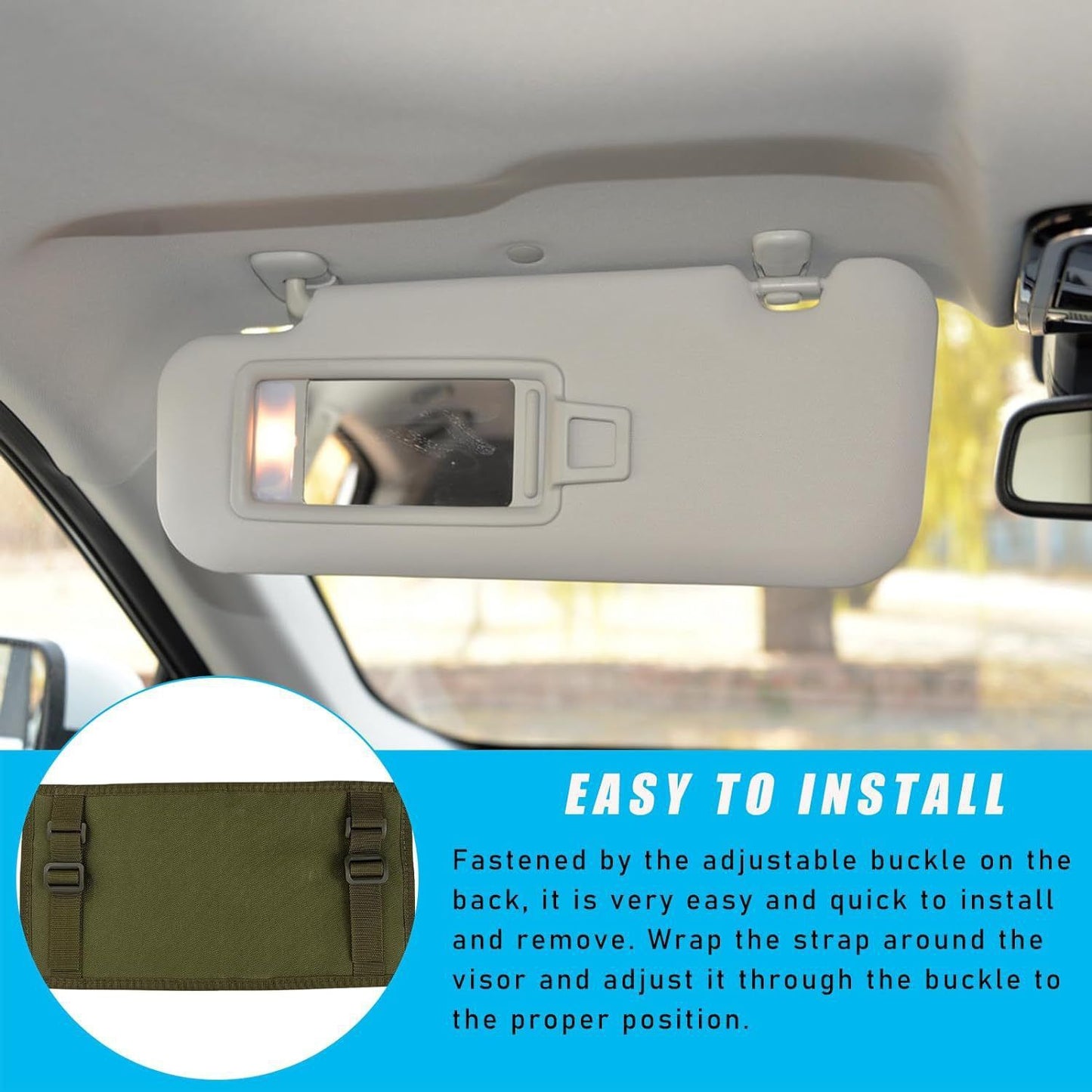 Black Tactical Molle Car Sun Visor Organizer Panel – Durable Nylon Vehicle Storage Pouch with Adjustable Buckle, Loop Panelled EDC Pockets and Pen Sheath for Cars, Trucks, SUVs and Daily Driving Essentials