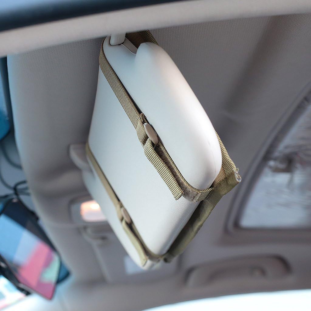 Navy Green Tactical Molle Car Sun Visor Organizer – Durable Nylon Vehicle Storage Pouch with Adjustable Buckle, Loop Panelled EDC Pockets and Pen Sheath for Cars, Trucks, SUVs and Daily Driving Essentials