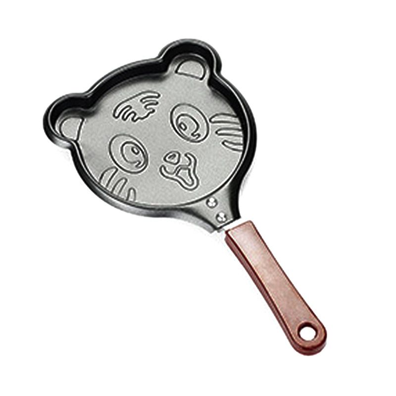 4 Piece Mini Non-Stick Egg Frying Pan Set (Frog / Pig / Bear / Tigger Cartoon Shapes) - 14cm Durable Carbon Steel Cookware with Heat-Resistant Handles for Eggs Pancakes Breakfast
