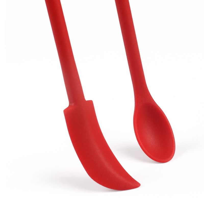 Black Silicone Mini Double Ended Spatula Spoon Set of 3 Sizes - Flexible Kitchen Mixing Spatula with Long Handle for Narrow Cosmetic Bottles Jam Jars Cream Containers