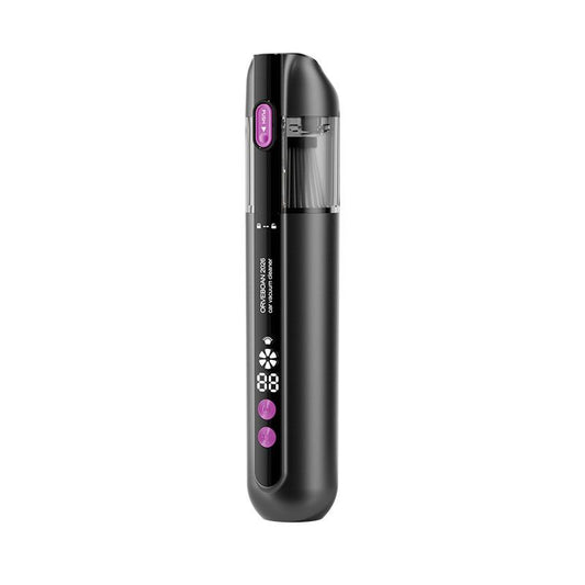 Black Cordless Handheld Vacuum Cleaner - High Suction Portable Car Vacuum with Green Light Dust Display, 100ml Capacity, Type-C Rechargeable for Car Home Pet Use, Compact Design with 4 Nozzle Set