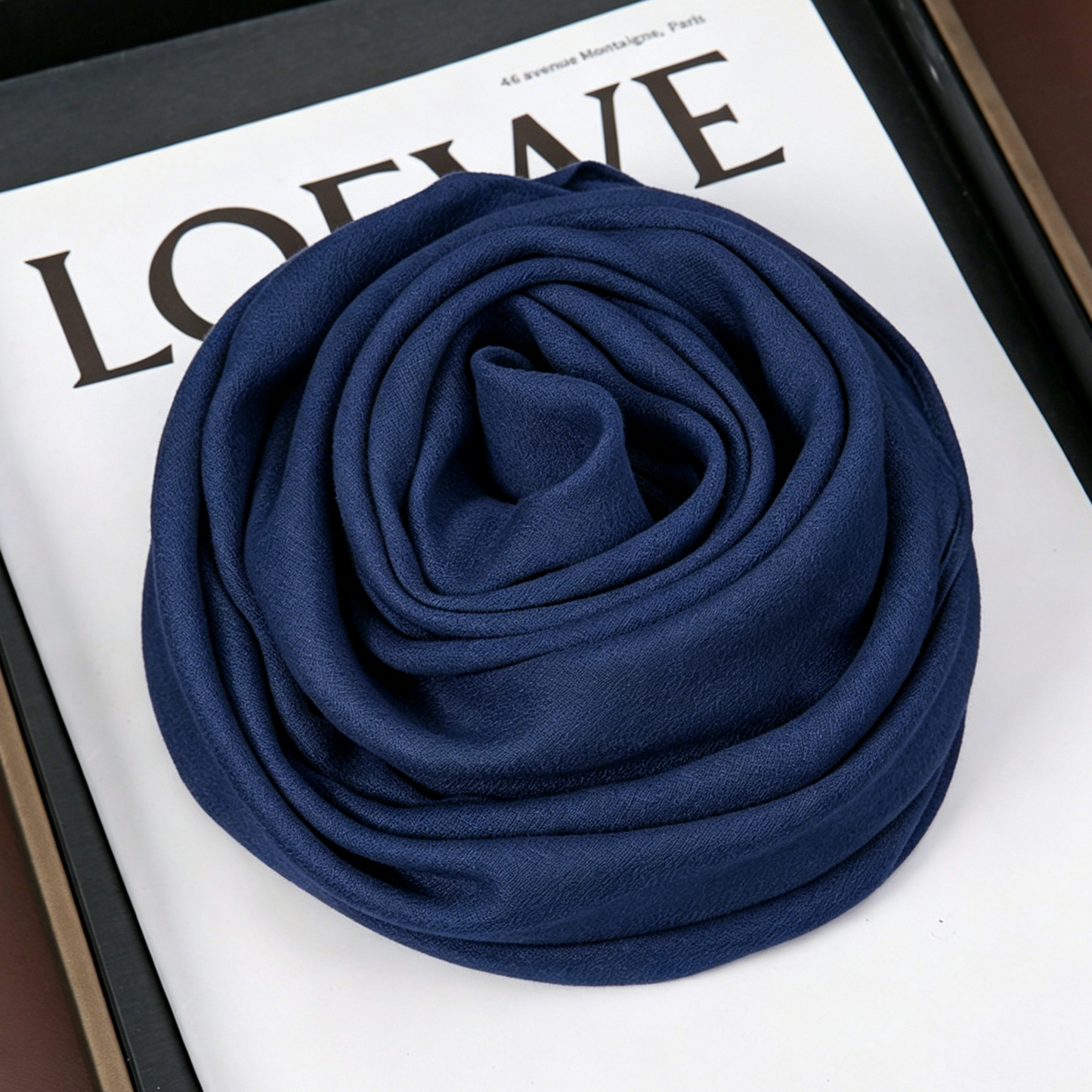 Dark blue 90 x 90cm Women Solid Colour Square Scarf - Lightweight Polyester Head Scarf and Shawl Wrap, Soft Casual Neck Scarf for Travel, Hair Styling and Everyday Layering