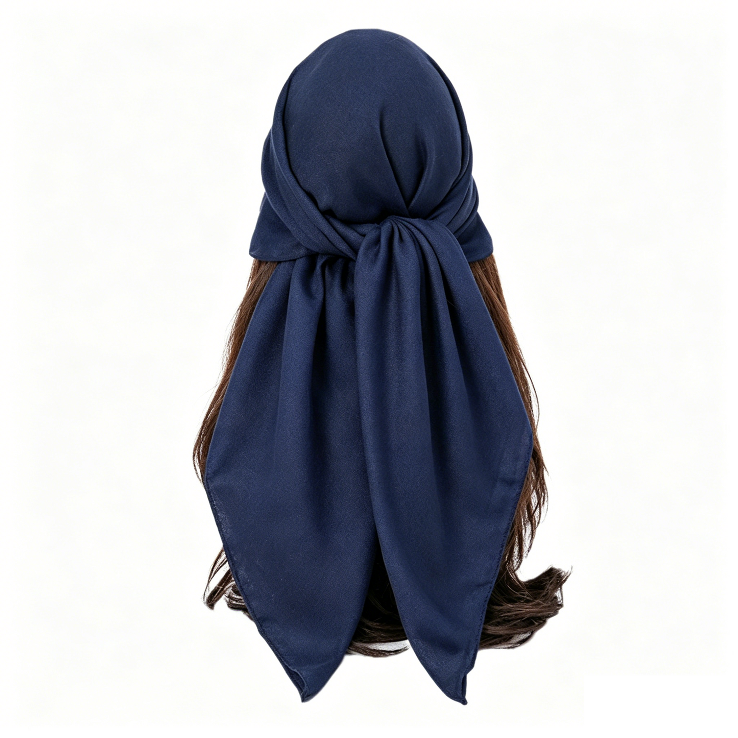 Dark blue 90 x 90cm Women Solid Colour Square Scarf - Lightweight Polyester Head Scarf and Shawl Wrap, Soft Casual Neck Scarf for Travel, Hair Styling and Everyday Layering