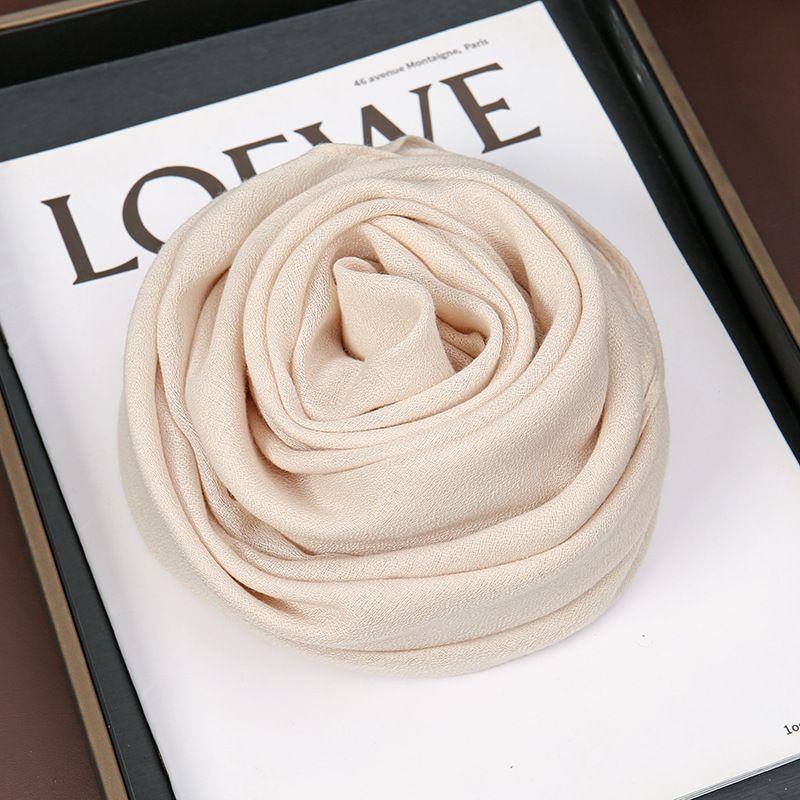 Beige 90 x 90cm Women Solid Colour Square Scarf - Lightweight Polyester Head Scarf and Shawl Wrap, Soft Casual Neck Scarf for Travel, Hair Styling and Everyday Layering