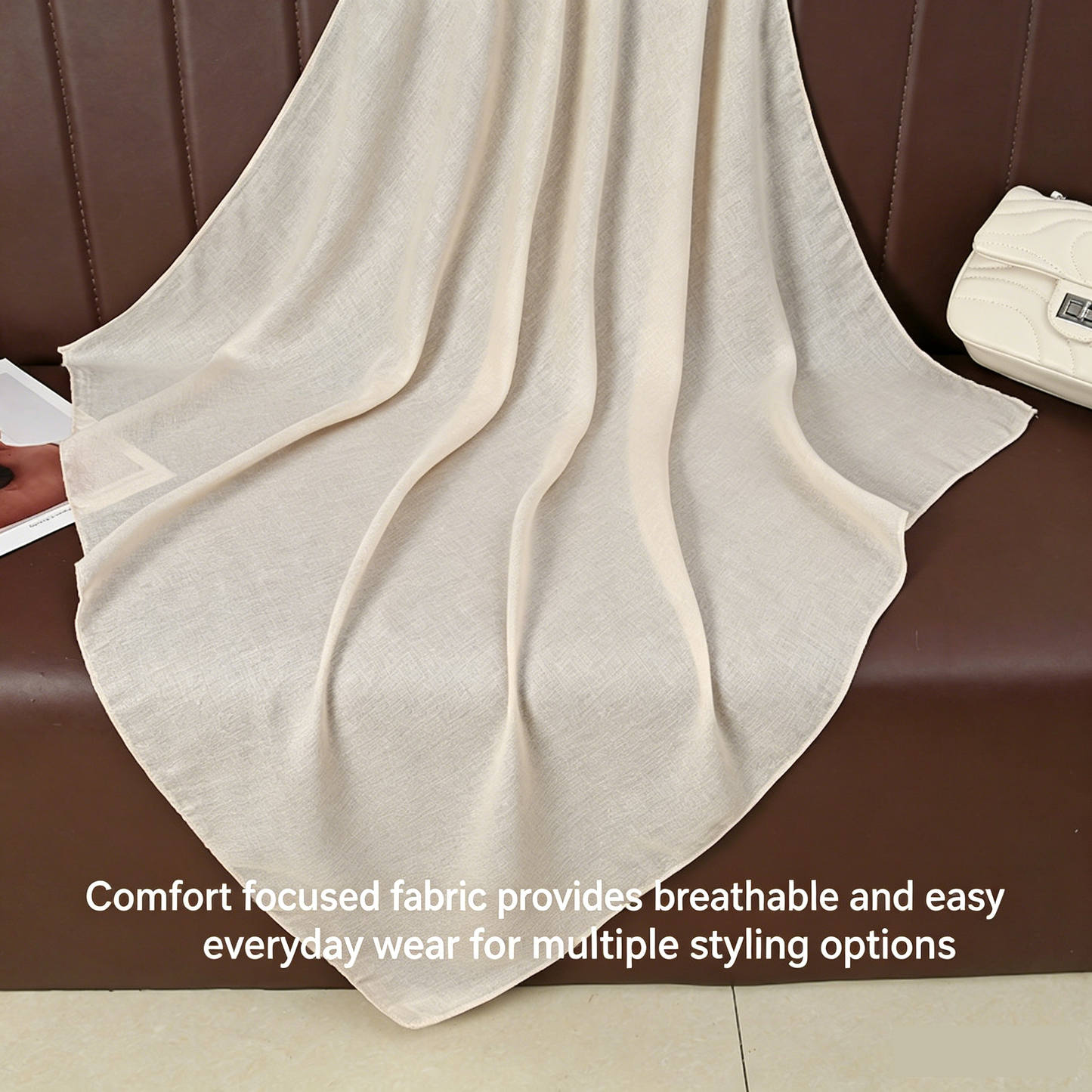 Grey 90 x 90cm Women Solid Colour Square Scarf - Lightweight Polyester Head Scarf and Shawl Wrap, Soft Casual Neck Scarf for Travel, Hair Styling and Everyday Layering