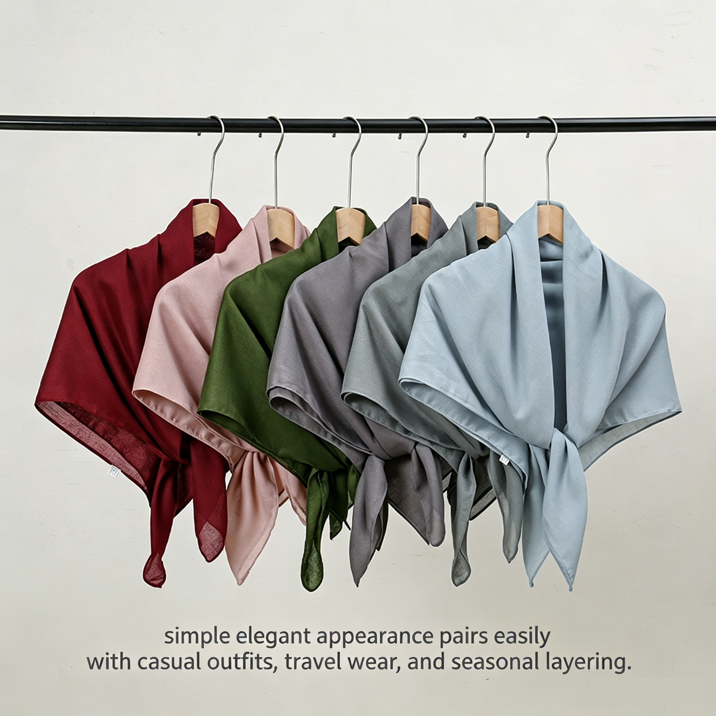 Grey 90 x 90cm Women Solid Colour Square Scarf - Lightweight Polyester Head Scarf and Shawl Wrap, Soft Casual Neck Scarf for Travel, Hair Styling and Everyday Layering