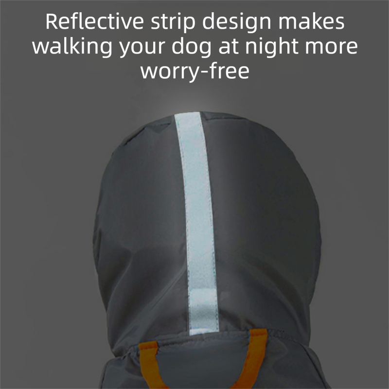 Grey and Green L size Dog Raincoat with Leash Access and Transparent Hood - Waterproof Full Body Pet Rain Suit for Small and Medium Dogs, Reflective Trim, Removable Tail Cover, Outdoor Walking Apparel