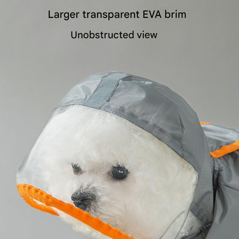 Grey and Green L size Dog Raincoat with Leash Access and Transparent Hood - Waterproof Full Body Pet Rain Suit for Small and Medium Dogs, Reflective Trim, Removable Tail Cover, Outdoor Walking Apparel