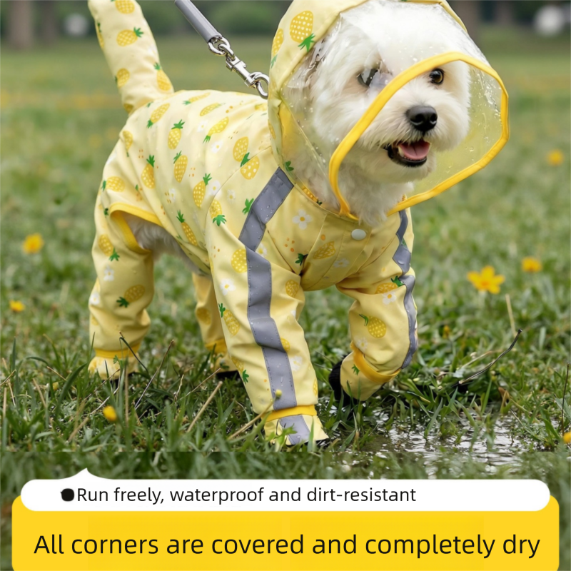 3-piece Dog Rainy Day Care Set with  Yellow S size Waterproof Raincoat, 30x30cm Paw Towel and 70x140cm Pet Bath Towel, Quick-Dry Pet Rain Protection Kit for Small and Medium Dogs