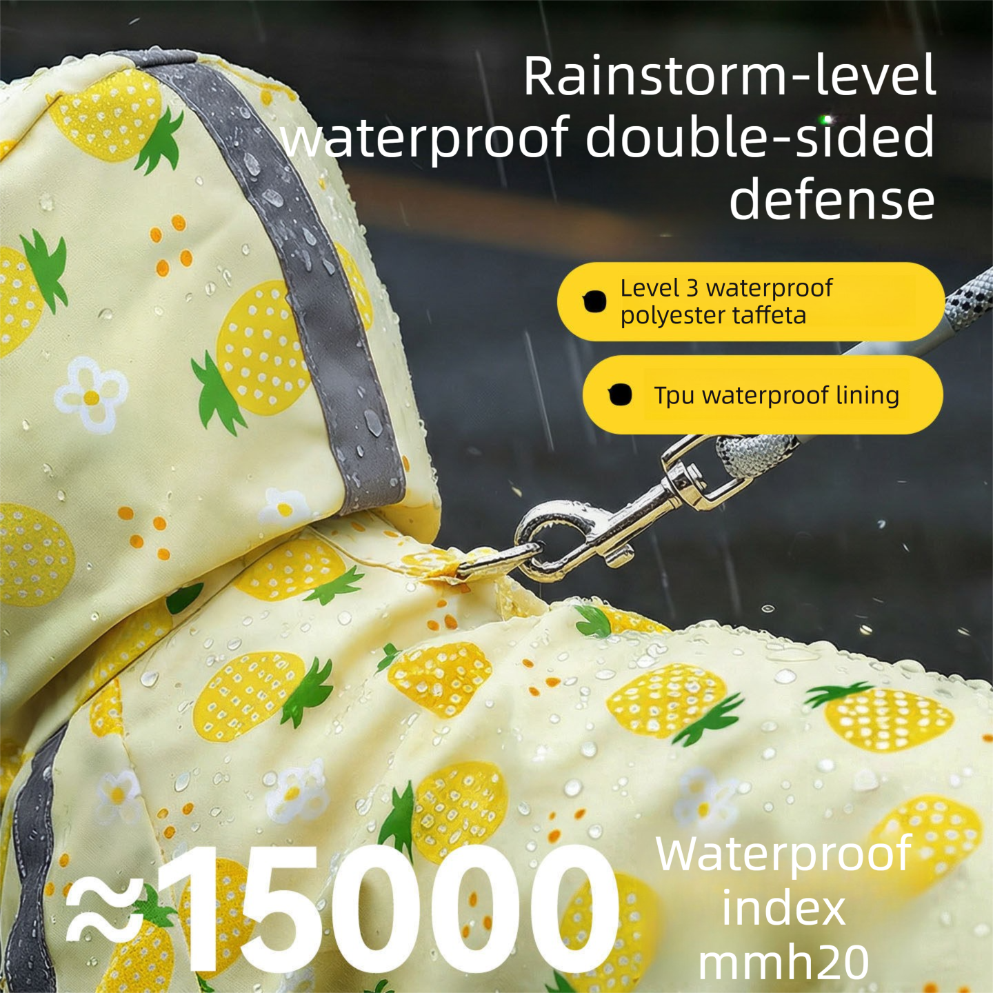3-piece Dog Rainy Day Care Set with  Yellow M size Waterproof Raincoat, 30x30cm Paw Towel and 70x140cm Pet Bath Towel, Quick-Dry Pet Rain Protection Kit for Small and Medium Dogs
