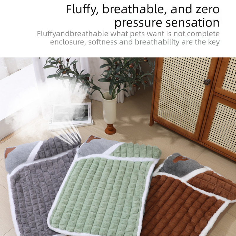 Grey S size Luxury Plush Pet Sleeping Mat, Thickened Warm Pet Bed Cushion for Dogs and Cats, Soft Fabric Pet Sofa Pad with Non-Slip Waterproof Base