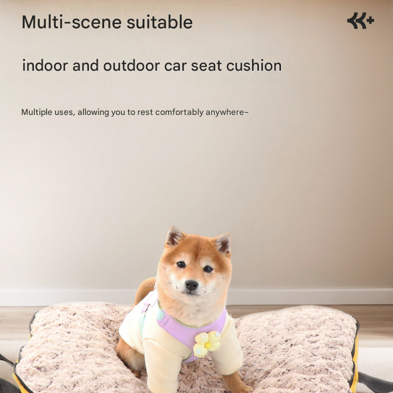 Dark yellow S size Portable Foldable Pet Bed Mat – Waterproof Travel Dog Bed and Cat Cushion with Carry Handles, Removable Washable Cover, Plush Comfort Padding for Indoor and Outdoor Use