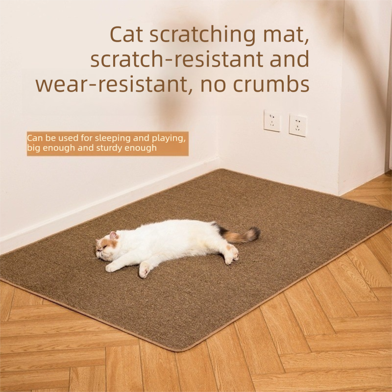 Brown S size 40*60cm Soft Cat Scratching Mat & Lounge Bed – Durable Furniture Protector Rug, Washable Scratch Pad for Cats and Small Pets