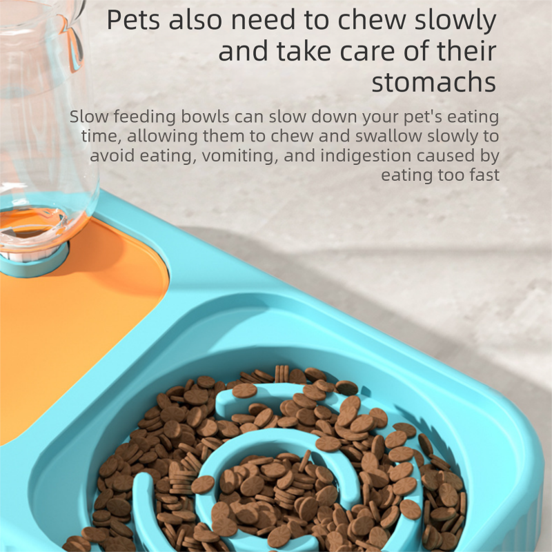 2 pcs  Grey and White Cat Feeding Station with Water Dispenser &  Slow Feeder Bowl Plus Cat Scratching Mat Set Gery 40x60cm Pet Dining and Furniture Protection Bundle