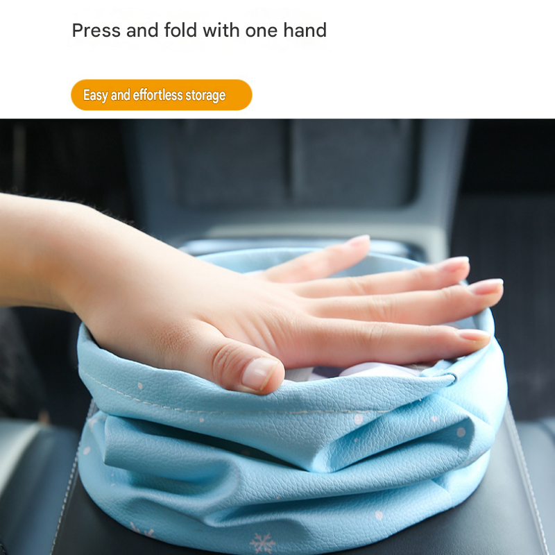 Space rabbit pattern Car Trash Can - Foldable Dual-Layer Waterproof Car Garbage Bin , Space-Saving, Easy Clean, Portable Storage for Vehicle Interior, Durable Faux Leather Material