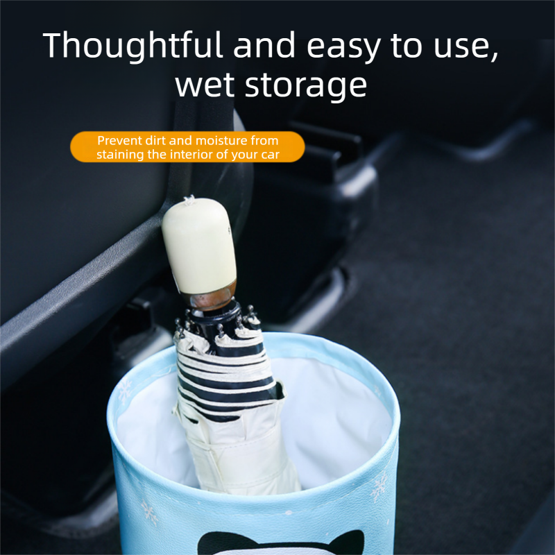 Space rabbit pattern Car Trash Can - Foldable Dual-Layer Waterproof Car Garbage Bin , Space-Saving, Easy Clean, Portable Storage for Vehicle Interior, Durable Faux Leather Material
