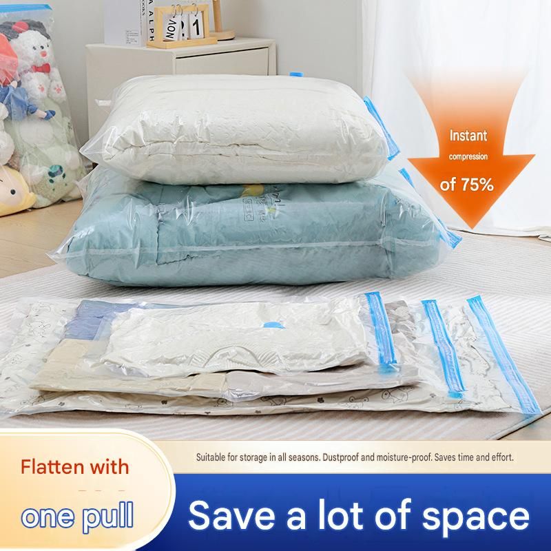 8-piece Vacuum Storage Bags Set(2 small, 2 medium, 2 large, 1 extra large, 1 hand pump)- Heavy Duty Space Saving Compression Bags for Clothes Quilts Bedding Moisture Proof Wardrobe Organisation Travel Storage Reusable Durable Seal