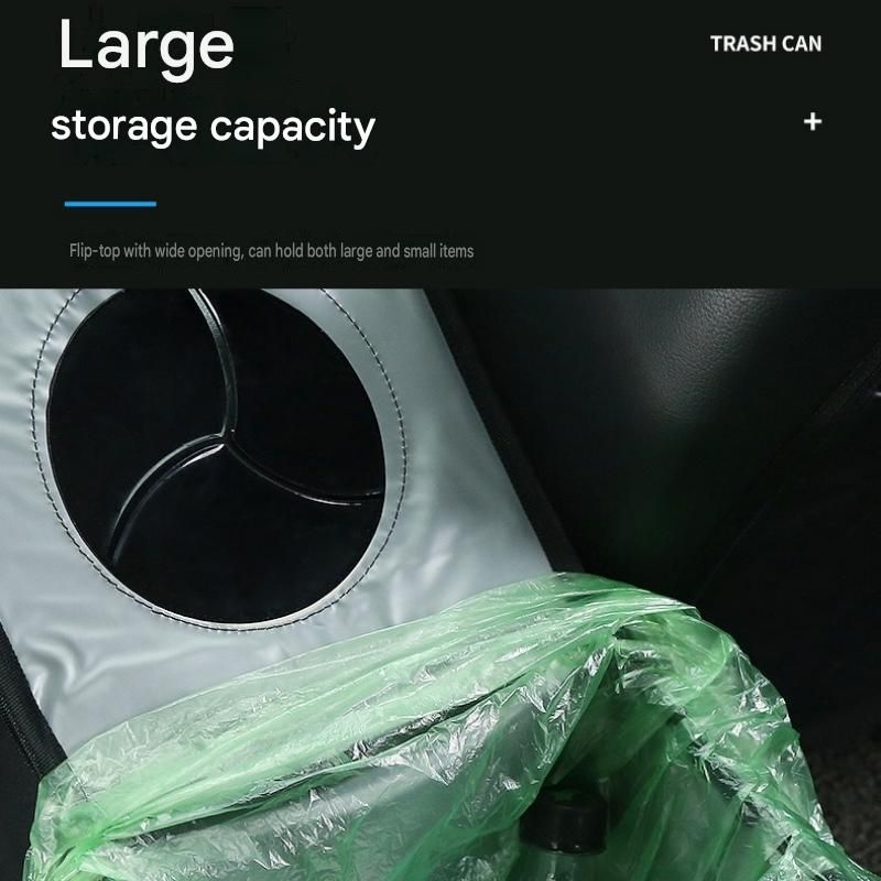 Black small size 15*17*25cm Car Trash Bin with Oxford Cloth Construction - Foldable Hanging Car Organizer, Waterproof Washable Lining, Flip Top Lid, Multi Purpose Storage Bin for Car Interior Travel and Daily Driving