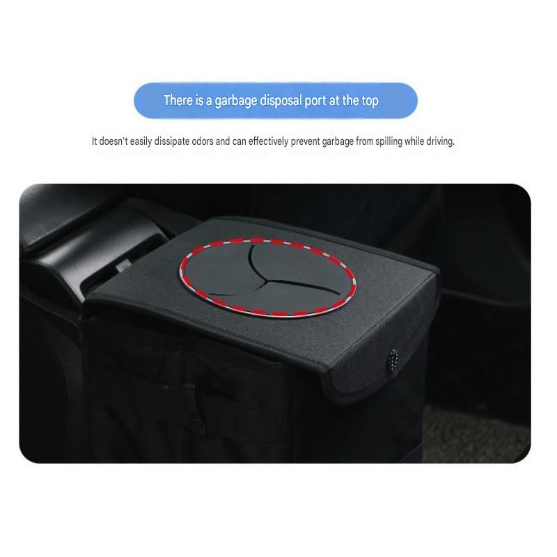 Black small size 15*17*25cm Car Trash Bin with Oxford Cloth Construction - Foldable Hanging Car Organizer, Waterproof Washable Lining, Flip Top Lid, Multi Purpose Storage Bin for Car Interior Travel and Daily Driving