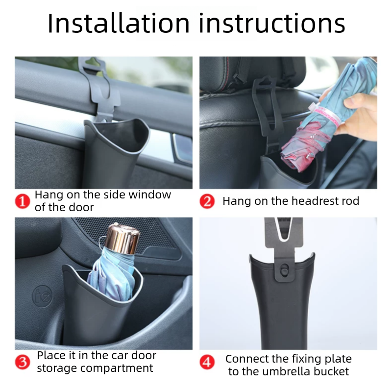 2pcs Car Umbrella Storage Bucket—a hanging storage container that is convenient to use; suitable for seatbacks or car doors, it is compact, practical, and doubles as a trash bin.