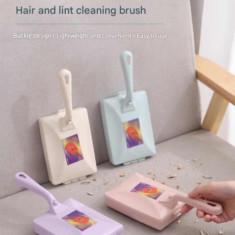 Blue Double Roller Cleaning Brush - PP Material, Sealed Dustpan Design with Detachable Rollers - Lightweight Carpet Sofa Bed Sweeper for Pet Hair and Crumbs