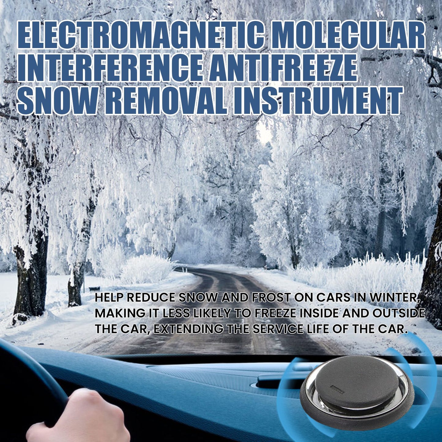 Electromagnetic Car Ice Remover - Solar Powered Molecular Interference De-icer for Windshield Frost and Snow Prevention, Compact Portable Dashboard Gadget for Winter Driving Safety