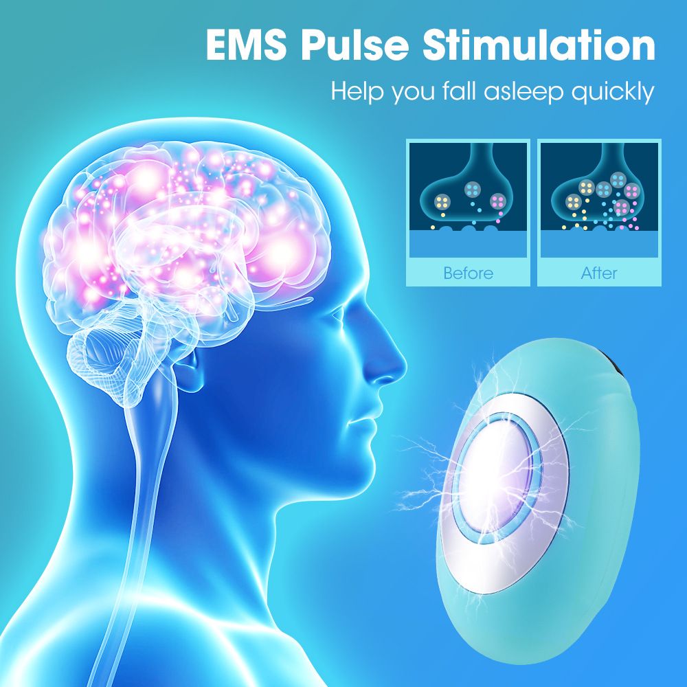 White Portable EMS Pulse Sleep Aid Device - 15 Adjustable Levels, Dual Mode Handheld Relaxation Tool for Stress Relief and Better Sleep Quality