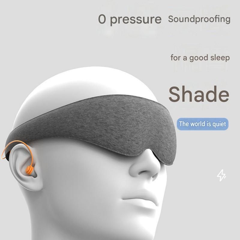 Grey 3D Contoured Sleep Mask with Integrated Earplugs - Zero Pressure Eye Cover, Light Blocking, Noise Reduction, Breathable Milk Silk for Travel and Nap