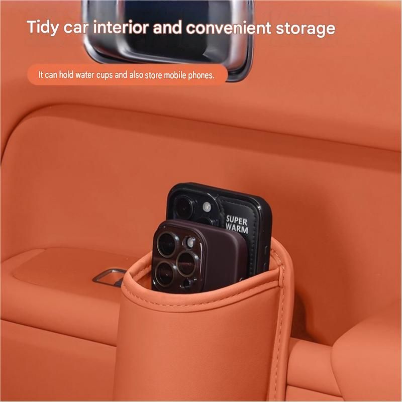 Black Universal Car Door Cup Holder - PU Leather Hanging Storage Organizer for Seat Back and Console side and Door storage compartment - Multi-Purpose Beverage Pocket with Secure Clip Design for Travel and Commute