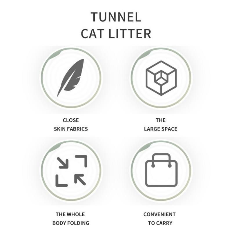 Grey Foldable Cat Tunnel Bed - Plush 2-in-1 Pet Nest with 26cm Wide Opening, Non-Slip Base and Hanging Toy for Indoor Cats