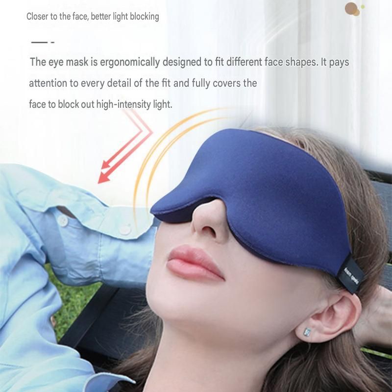 Black 3D Contoured Sleep Eye Mask - 360 Degree Blackout Blindfold with Adjustable Strap and Nose Wing Design for Side Sleepers, Travel and Nap