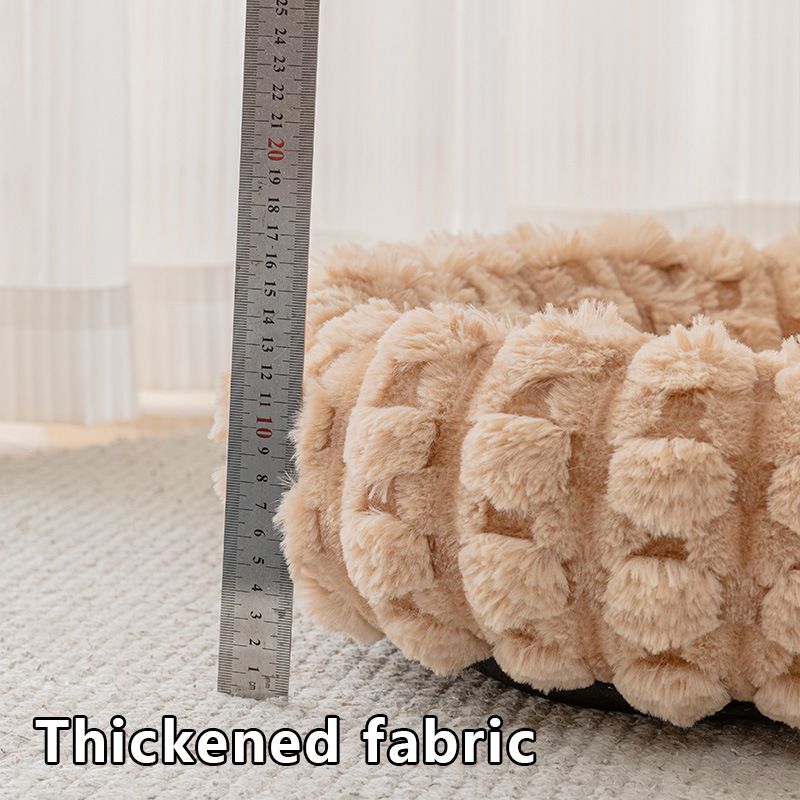 Coffee color 40cm with Heart-patterned jacquard Plush Round Pet Bed - Soft Donut Cat Bed, Warm Winter Dog Cushion for Anxiety Relief and Cozy Sleep, Durable Non-Slip Nest for Small to Medium Pets