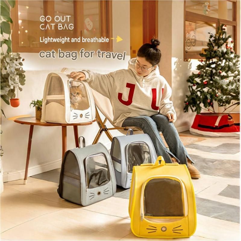 Blue Breathable Pet Carrier Backpack - Nylon Cat Travel Bag with Large Clear Window, 3-in-1 Carry Design for Cats Under 6kg and Small Dogs