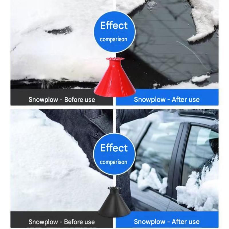 Black Multi-Function Car Windshield Ice Scraper - 4-in-1 Plastic Snow Removal Tool with Funnel Design, Lightweight Portable De-Icer for Winter Driving Safety