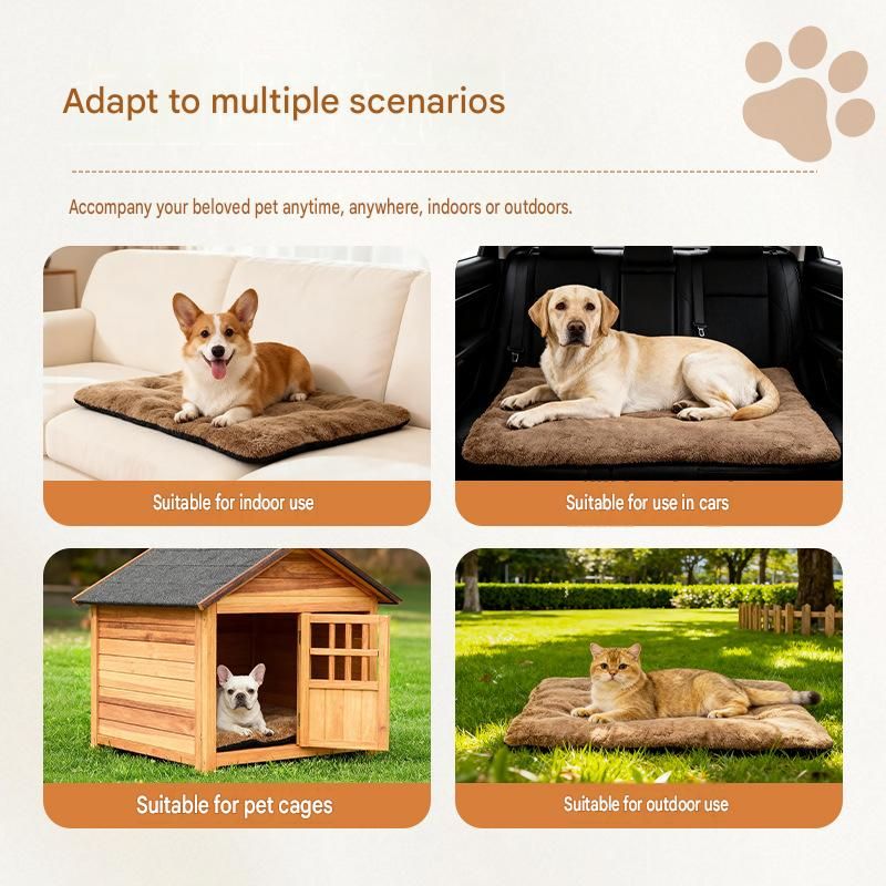 Grey  XL Size 72x115cm Self Heating Pet Mat - Soft Plush Non-Slip Thermal Bed for Cats and Small Dogs Indoor Crate Car Travel Use