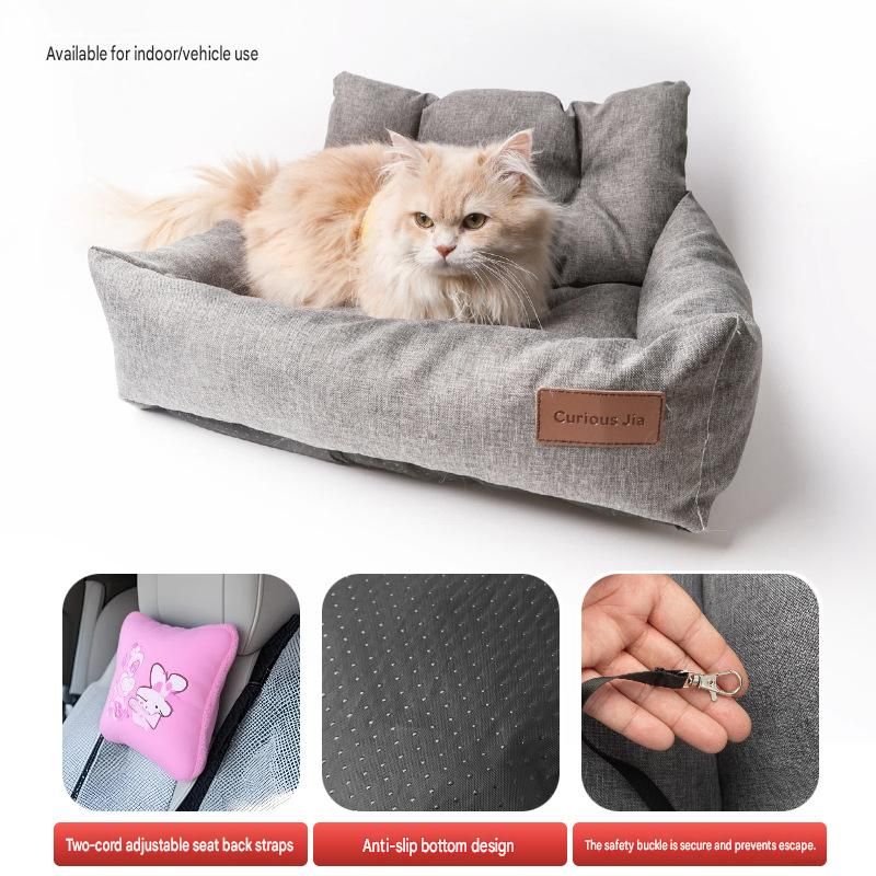 Grey Paw print pattern M Size 55x40cm Car pet bed -Oxford Linen Removable Washable Non-Slip Sofa Bed for Small Dogs Cats Indoor Travel Use