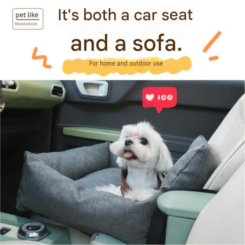 Green S Size 40x30cm Car pet bed -Oxford Linen Removable Washable Non-Slip Sofa Bed for Small Dogs Cats Indoor Travel Use
