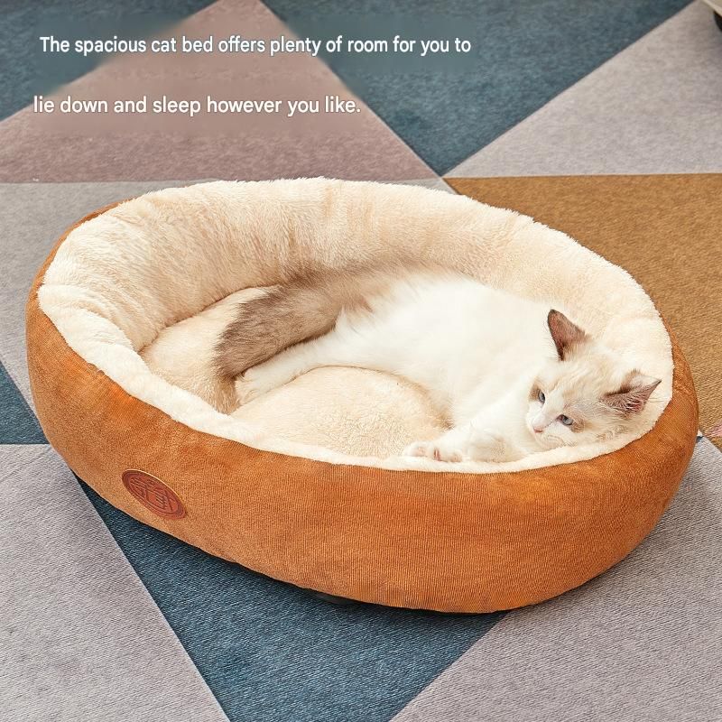S Size 40x50cm Grey Oval Pet Bed - Arctic Fleece and PP Cotton - Thickened Warmth, Non-Slip Base, Removable Cover, Compact for Cats and Small Dogs